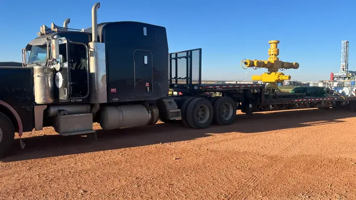A North Point stepdeck hauling a wellhead