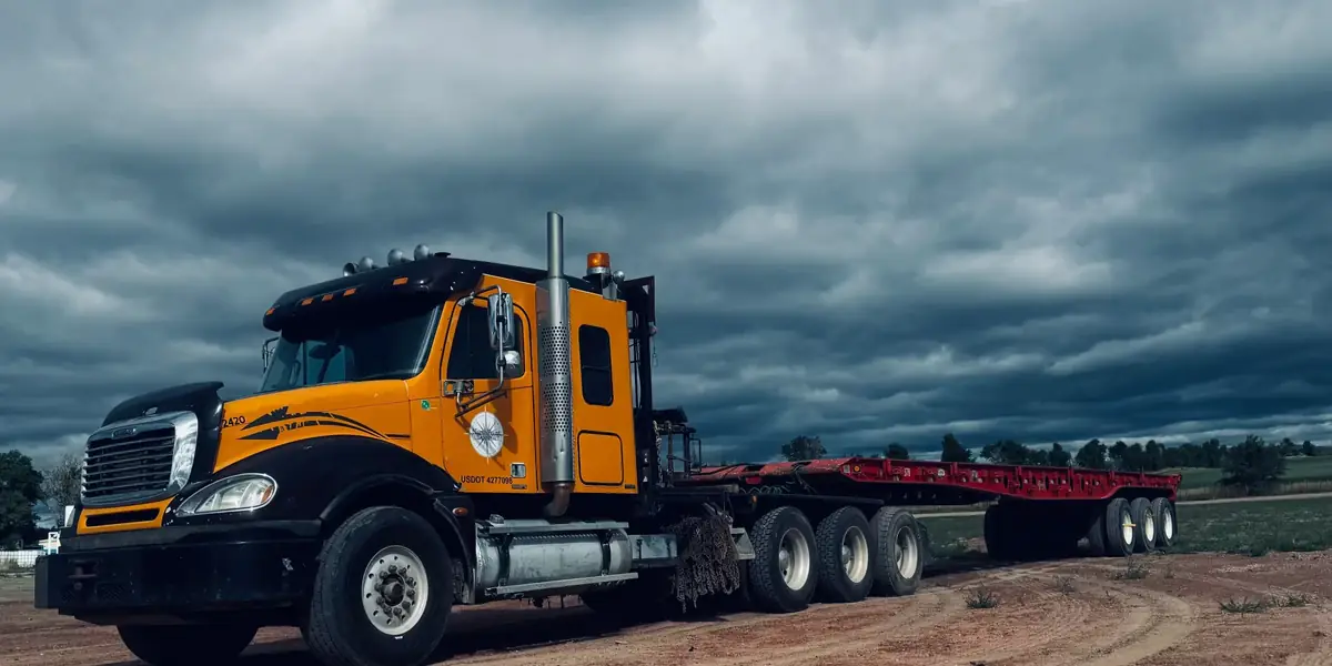 A North Point Transport truck and stepdeck trailer