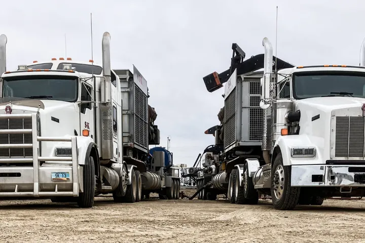 Two S&K testing trucks on location