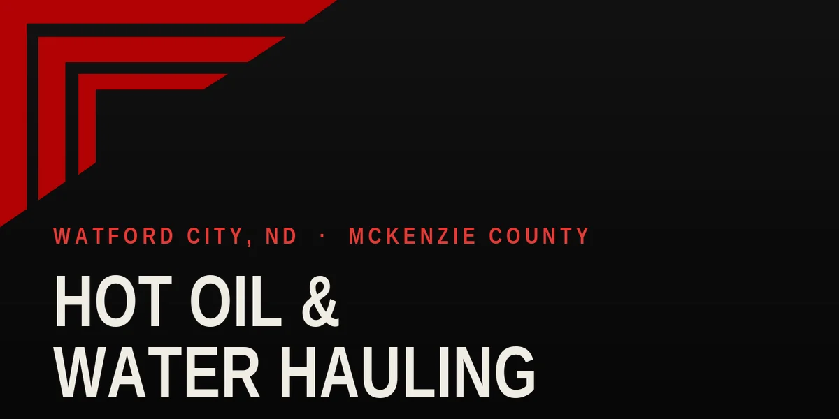 Hot oil and water hauling in McKenzie County, in the red of the Wayne&rsquo;s Trucking logo
